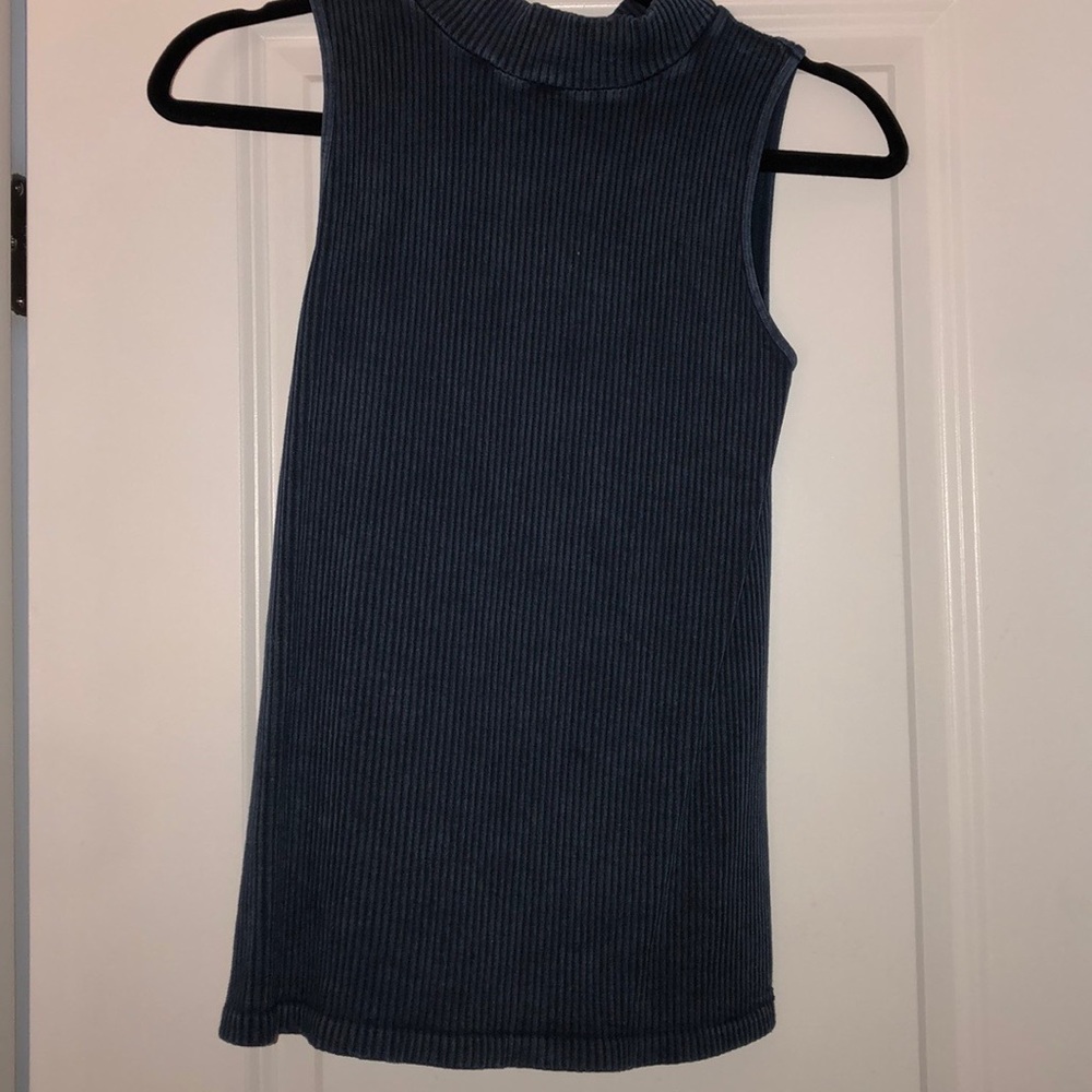 High neck ribbed tank top